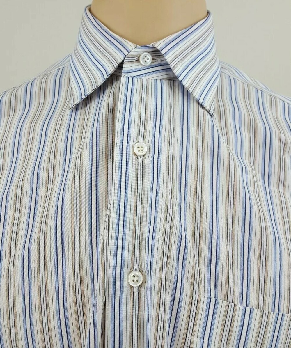 BRIONI Mens Striped Multicolor French Cuff Dress Shirt Size 15.5 - 39
